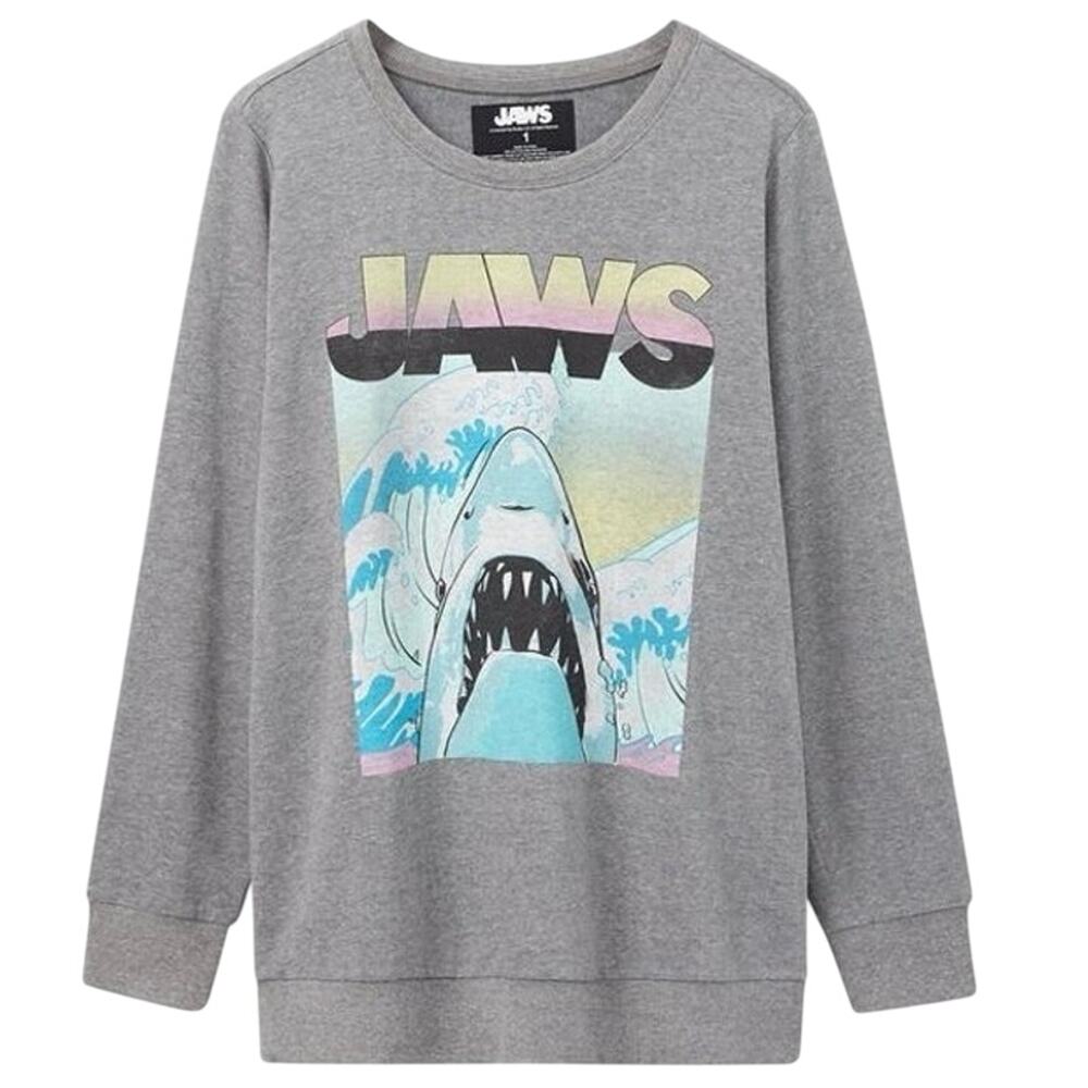 TORRID Cozy Fleece Jaws Grey Sweatshirt Size 0 / Large New w/o Tag MSRP $56 SOO